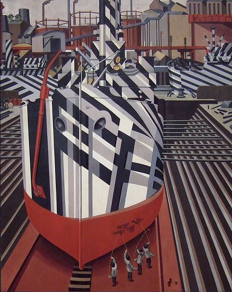 lilliesandremains: Dazzle Ships in Drydock at Liverpool, Edward Wadsworth (1919)