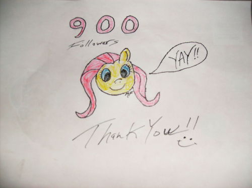 madame-fluttershy:  My 1st actual real attempt at pony art. It’s bad I know >.< I wanted to do something special for finally hitting 900 followers. So this is it. Thank you to each and every one of my amazing followers, without you I wouldn’t