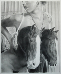 darksilenceinsuburbia:  Eric Yahnker. Juanita Horsetits, 2009. Graphite on paper, 68 x 52.5”. http://ericyahnker.com/ 