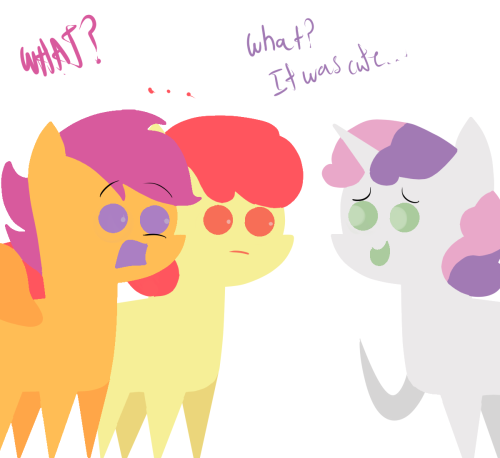 mini-scootaloo:  Scootaloo: Uhh..   Can’t say I blame ya, Sweetie. X3 *giggles*