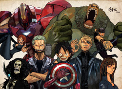 newuniversal:  One Piece x Avengers by andimoo