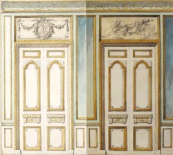 a-l-ancien-regime:  Designs for Doorways with Alternate Overdoor Decorations Jules Edmond Charles Lachaise   Eugène-Pierre Gourdet, 19th century Graphite, pen and black ink, and watercolor metmuseum