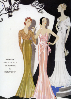 tender-isthe-night:  Charles Martin - Gowns by Augustabernard, 1933, from Harper’s Bazaar 1933 