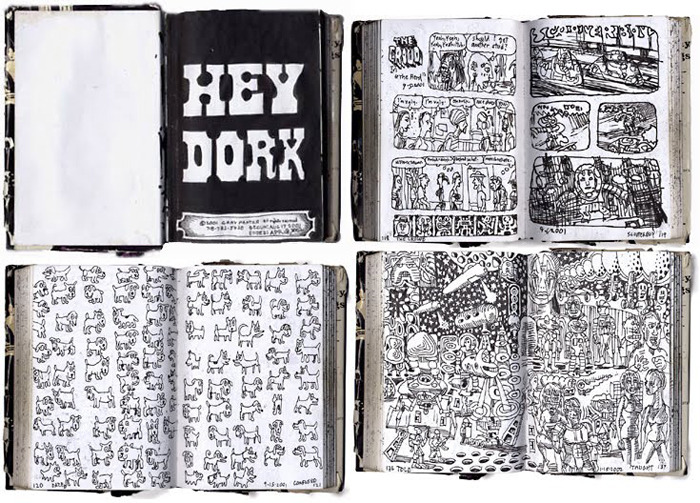 Gary Panter’s tips for starting a sketchbook
“ For starting in a sketchbook, you need to jump in and get over the intimidation part — by messing up a few pages, ripping them out if need be. Waste all the pages you want by drawing a tic tac toe...