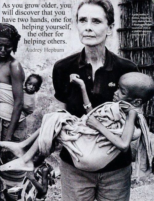 kalories:  Audrey Hepburn spent many years in Africa helping the helpless. Yet all