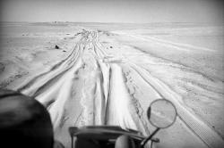 mythologyofblue:  George Rodger, Through the windscreen on route to In-Salah, Sahara desert, Algeria, 1957.  