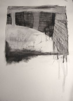 wrk-kevintownsend:  currently without titleink, litho coal and gesso on paper 2012  