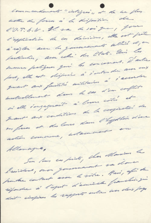 lbjlibrary:
“  March 7, 1966. In a rare handwritten letter to President Johnson, General de Gaulle states the reasons for his decision to withdraw France from the military aspects of NATO.
“  “…France considers that the changes that have occurred, or...