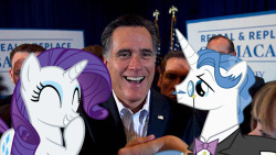 sociallyunacceptableart:  “The Equestria socialites met Mitt Romney, and only then did they support him.” why