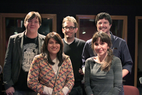 natazilla:
“ beeandpuppycat:
“ “Bee and PuppyCat” Cast and Creator
Posing at Friday’s recording session at Salami Studios in North Hollywood. In the back row we’ve got Tiny Kitten Teeth’s Frank Gibson, Tom “Heffer Wolfe” Kenny, and Uncle Kent...