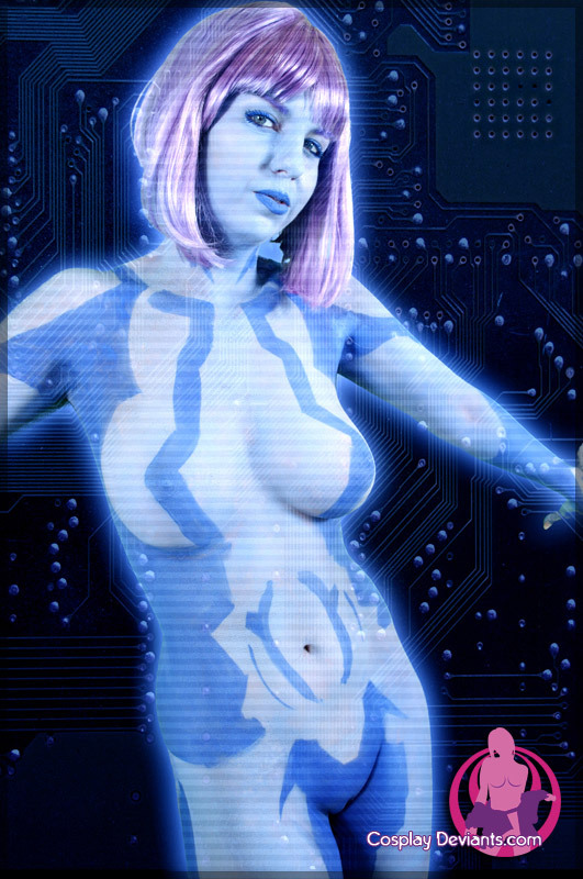 nerdygirlsnaked:  Hope you are all enjoying Halo 4! Here’s naked Cortana body paint.