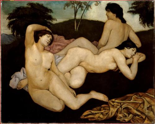 Émile Bernard (French; 1868–1941)Après le bain, trois nymphes = After the Bath, Three Nymphs Oil on 