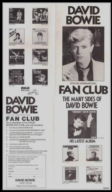 Bowie’s Fan Club stuff