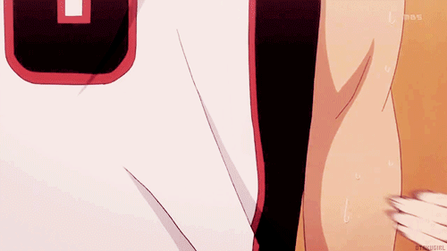 miyamurass:  Kagami and Kuroko man touching each other 