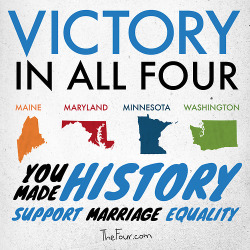 awwwhereitgoes:  Congrats to all four states that legalized same sex marraige. 