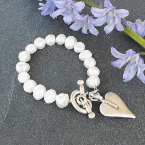 Danon Pearl and Heart Bracelet