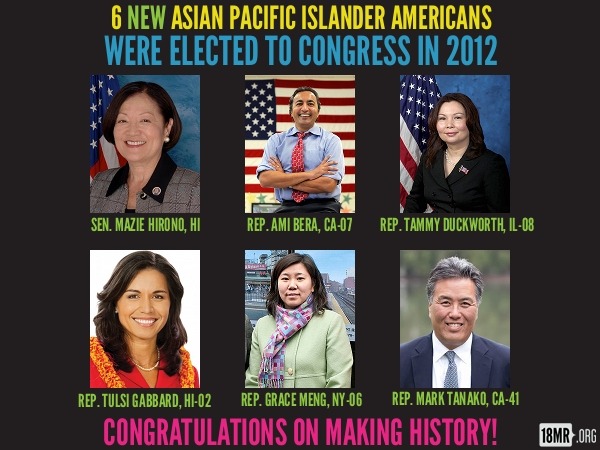 18mr:
“ 6 new Asian American Pacific Islander members of Congress were elected yesterday! Did you vote? Tell us here: http://18millionrising.org/vote/
Congrats to you - and them - for proving that we are 18 million rising!
”
Great to see Asian...