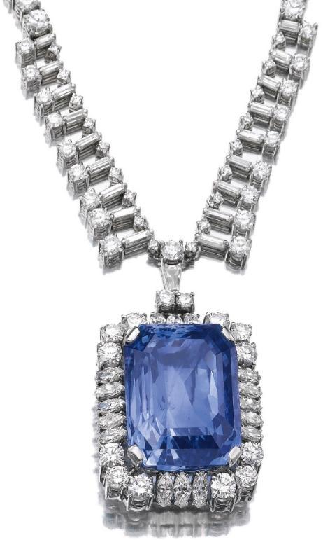 Diamonds in the Library — Sapphire and diamond necklace Set with a...