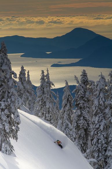 Snowboarder, British Columbia by Jeff Patterson: Howe Sound inlet, Vancouver.
