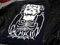Just finished making this back patch for my jacket. The letters on the bottom are the roman numeral version of 1992, which is when I was born. Not the best paint job, but I honestly rather have something handmade than buy something everyone can get.