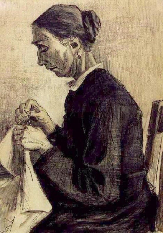 psychotic-art:  Sien, Sewing, Half-Figure, 1883 Vincent van Gogh 