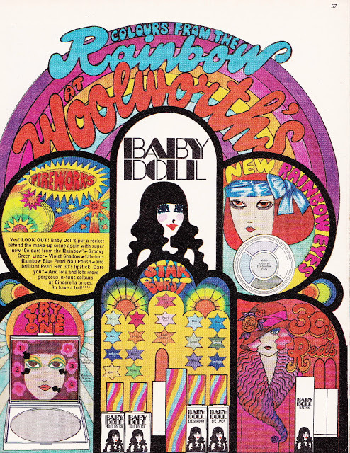 theswinginsixties:  1968 Baby Doll cosmetics advertisement.