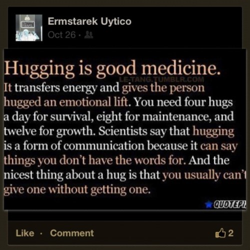 Saw this on his wall.. I guess I should give him one ✌#instacollage #hugging #trivia #medicine #igad