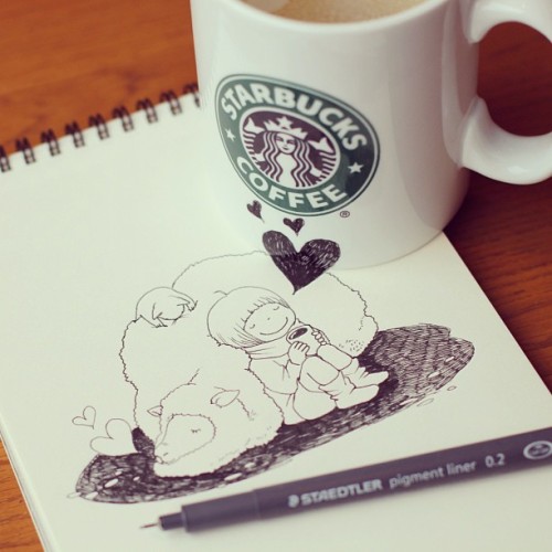 Shintani TomokoLove these illustrations by a Japanese artist - a great complement to Starbucks!