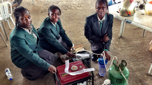 goodstuffhappenedtoday:Oh, this? Just some teenage girls from Africa who invented a urine-powered ge