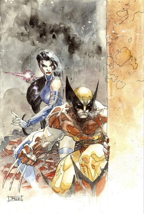 breakingzero:  Wolvie and Psylocke -  looking mean. by Jim Lee   Jim lee is great!