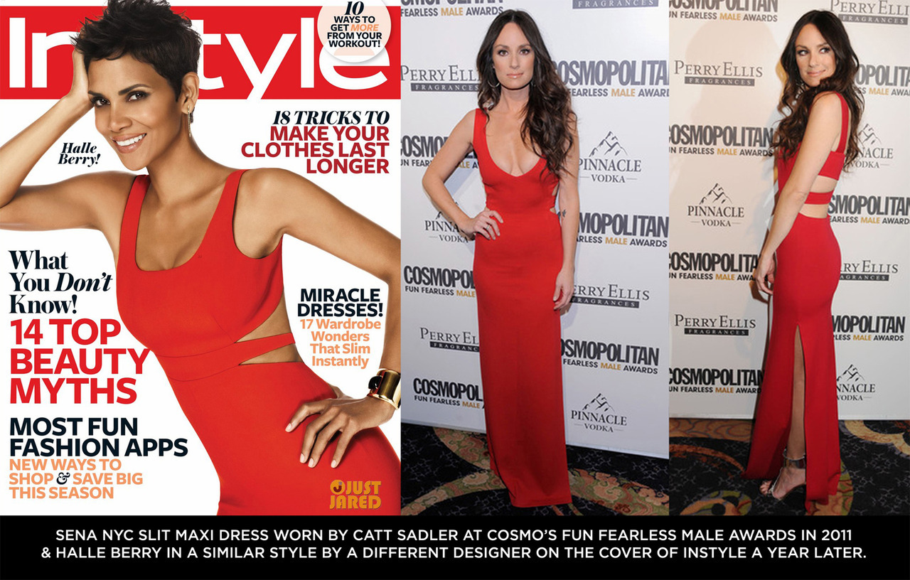 We were surprised to see Halle Berry on the cover of this month’s Instyle in a dress very similar to our SENA Slit Maxi Dress but by a different Designer. Catt Sadler rocked the original SENA style in 2011 when she hosted Cosmopolitan’s “Fun Fearless...