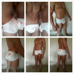 peepantsx:  Our Xmas Fabine diapers arrived!  Hottest diapered men ever!!!!