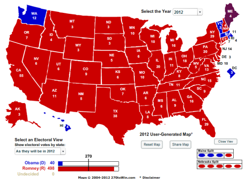 tedr: paxamericana: Here’s what the 2012 electoral map would have looked like if only whi