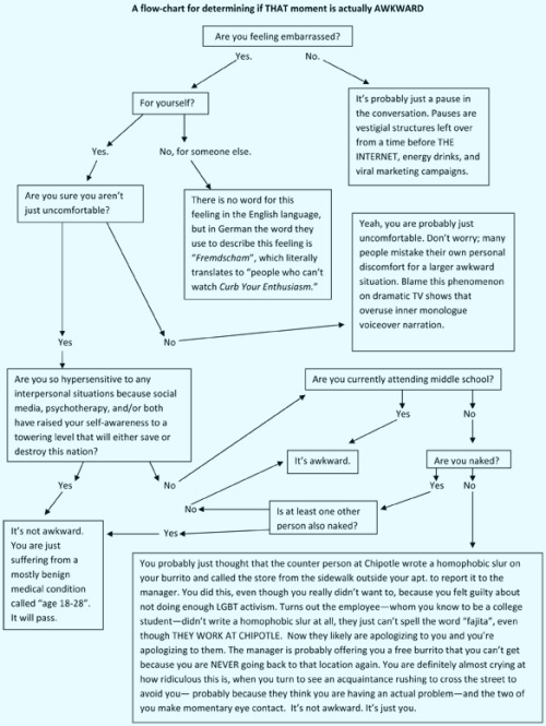ilovecharts:  A Flowchart For Determining If A Moment Is Actually Awkward  I died 