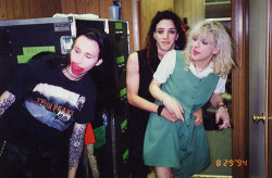 jizzinyourmouth:  courtney love, twiggy ramirez, and marilyn manson in 1994 