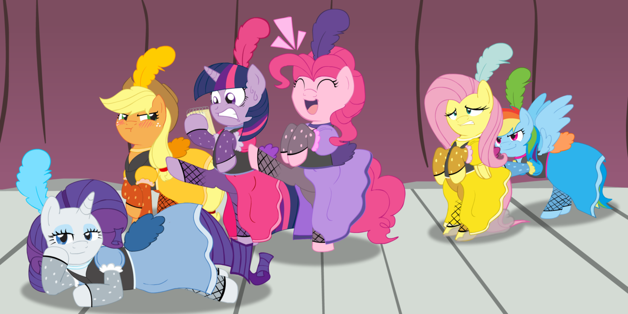 &gt;All the main 6 in saloon dresses like the one pinkie wore in Over a Barrel.
