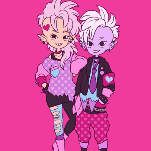 jellyghoul:  fudoughnuts:  West and East Supreme Kai! I thought they’d look cute as punks!  AWWWWWWWWWWWW 