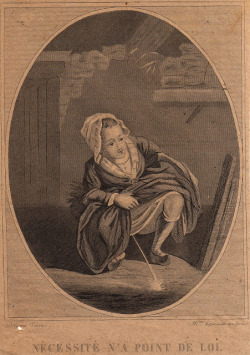 La pisseuse ou &ldquo;Nécessité n'a point de loi.&rdquo; par Delorne et gravée par Papavoine (tirage vers 1820-1830)
