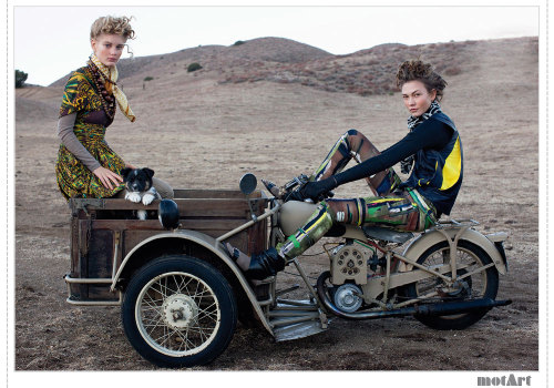 From the Mot'Art Journal-
“ Many Tibetan nomads now journey on motorcycle instead of horseback. Photographed by Arthur Elgort for the March 2010 issue of Vogue Patricia Van Der Vliet.
”