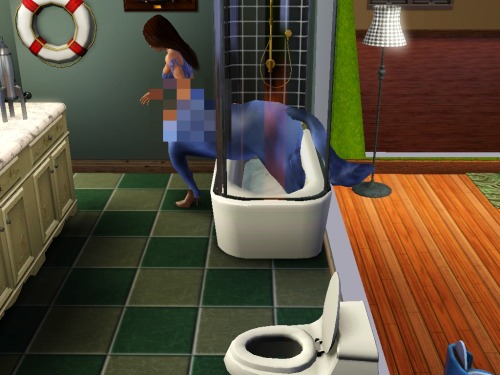 teensy-bit-obsessed:simsgonewrong:Every time my son gets naked to take a shower he turns into a purp