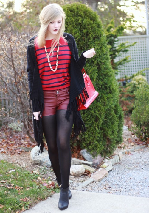 (via Treats and Treasures: Leather Burgundy Shorts)