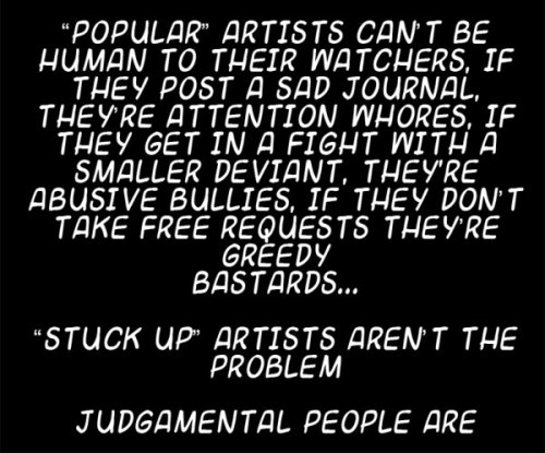 wecansexy:  baroness-boogerface:  azurarey | bronydanceparty | lostvioletlotus | celttabikat | tofu93:      by Bitter-Cherry.  This is really true, I really am utterly amazed at the amount of people that view artists as “something not human”,