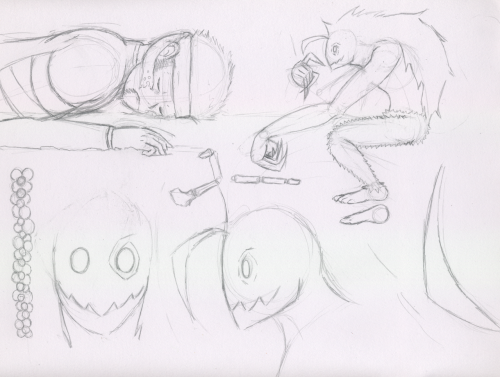 Here are some rough sketches of the characters and components going through flash to be animated. pt1
