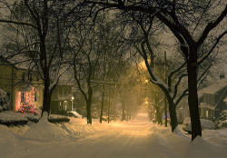 bluepueblo:  Snowy Night, Watertown, Massachusetts