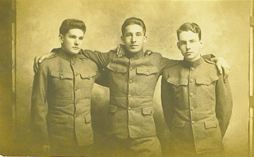 Greek-American Captain Nico Papadakis (left), with Jewish-American officer Joseph Grumer (centre), a