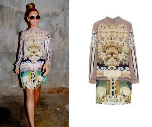 Beyoncé wearing  $1,490 Mary Katrantzou printed silk dress
