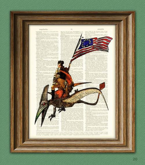 George Washington Riding a Pterodactyl Printed on a Dictionary Page - Neatorama