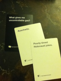 bobslawblog:  So we were playing cards against