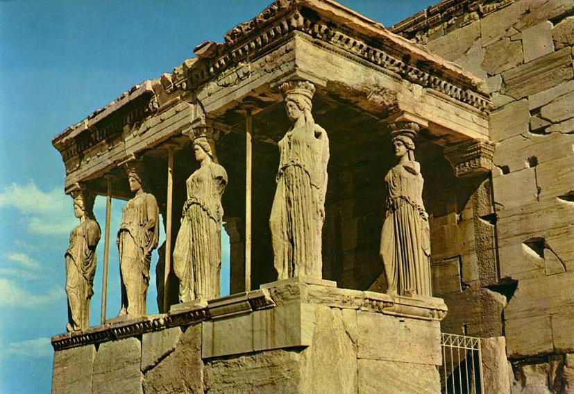 ERECHTHEUM
Location: Acropolis, Athens
Period/Date: Classical Greek, 4th cenutry
Pictured: Symmetrical caryatids at the Erectheum