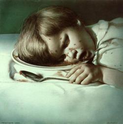 bones-of-baby-dolls:  chasingtailfeathers:  Lebensunwertes Leben or Life is not Worth Living, 1979 watercolor on cardboard by Gottfried Helnwein (b. 1948 -) Austrian-Irish painter In 1979, spurred into action by an interview in an Austrian tabloid in